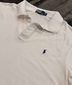 Polo Ralph Lauren 2XLT White Mesh Polo Shirt Navy Pony Big Tall Short Sleeve